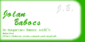 jolan babocs business card